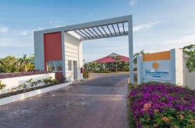 secure entrance and hotel sign