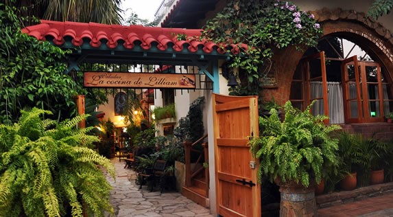 Wooden gate at the entrance of the restaurant