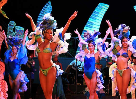 Dancers on stage in tropicana
