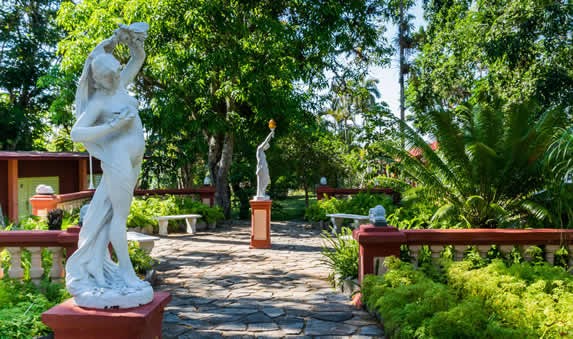 marble sculptures in the garden