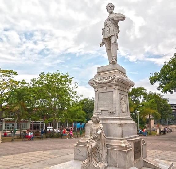 marble statue in the center of the square