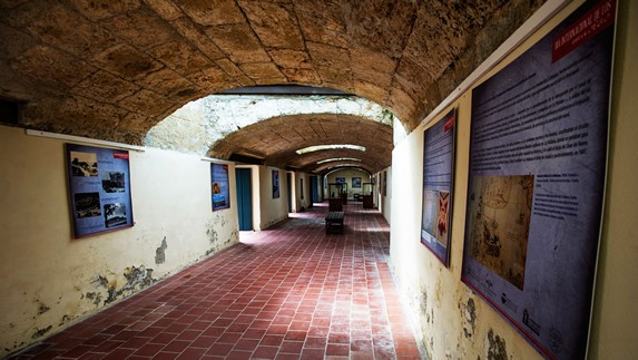 dibujos y grabados en las vitrinas del museo