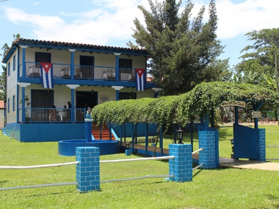 outside of the restaurant surrounded by greenery