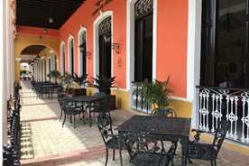 portal at the entrance of the hotel with furniture