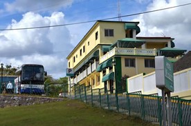 hotel facade with balconies