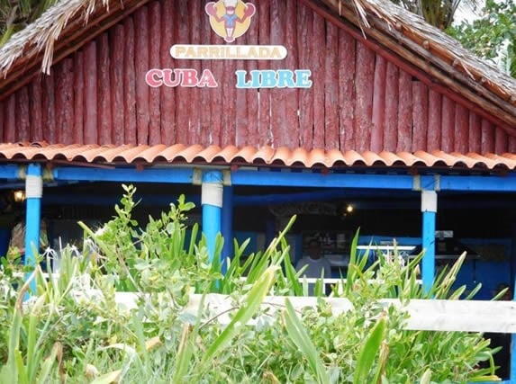 restaurant facade with guano roof