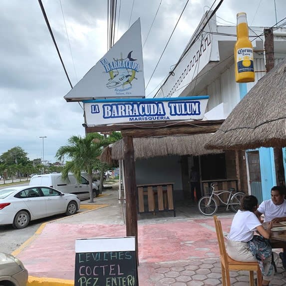 Entrance to the Barracuda restaurant, in Tulum