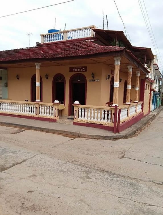 colonial building facade with red tiles