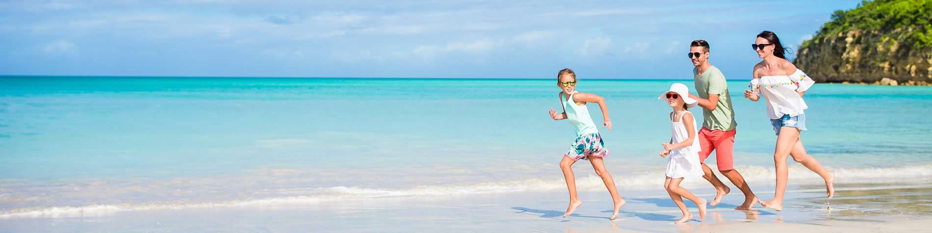 View of a family enjoying the beach