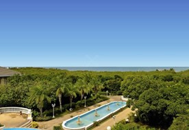 aerial view of the entrance with fountain 