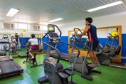 Gym with treadmills and bicycles at the hotel