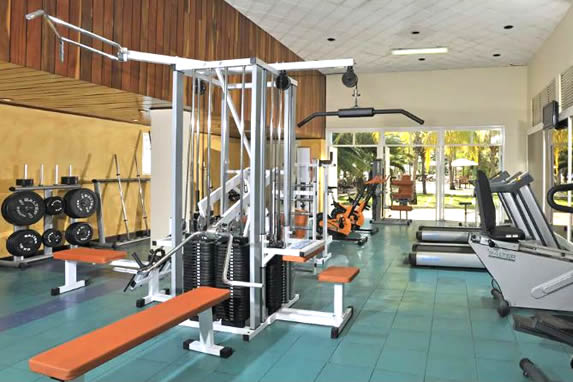 gym with treadmills and exercise bikes