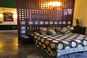 double room with wooden furniture in the hotel 