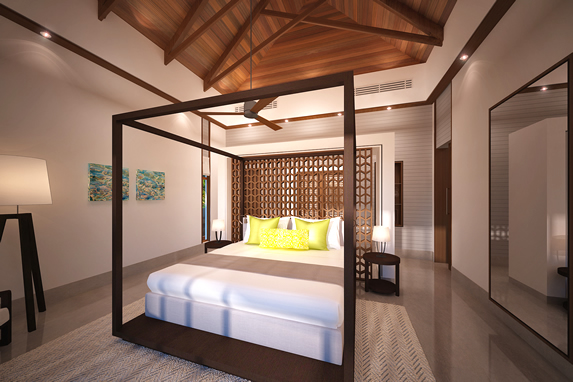 one bed room with wooden ceiling