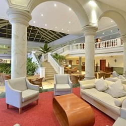 Lobby view with white furniture