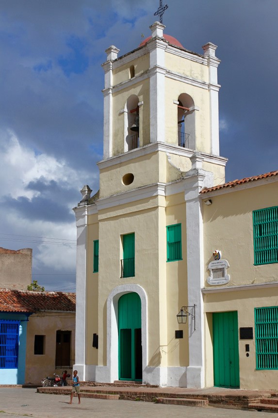 colonial cathedral with bell tower