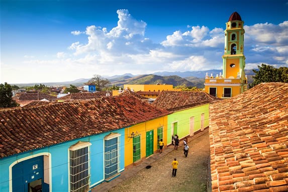 aerial view of the center of the colorful city