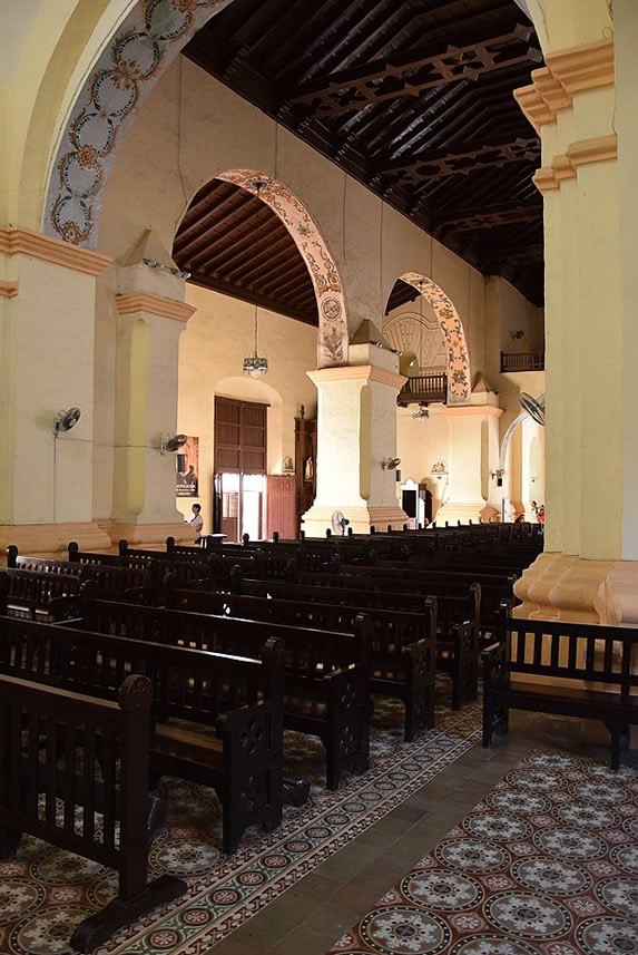 interior with wooden religious furniture