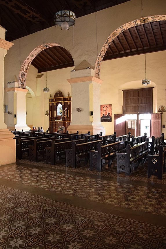 interior with wooden religious furniture