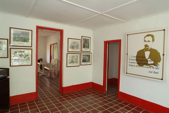 room with old photographs on the walls