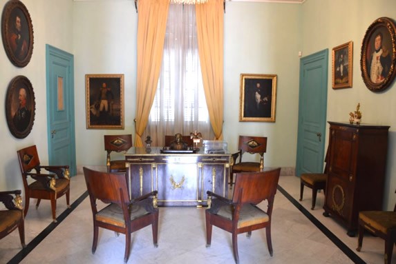 Wooden furniture inside the museum