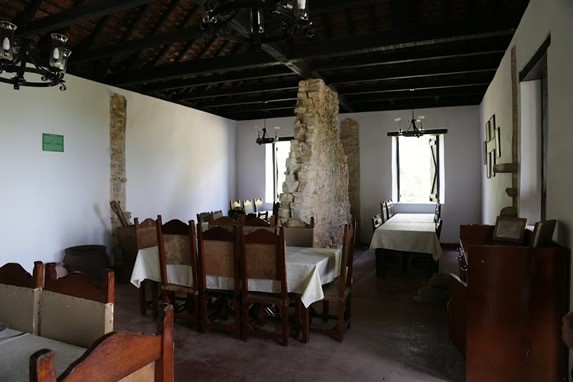 restaurant interior with wooden furniture