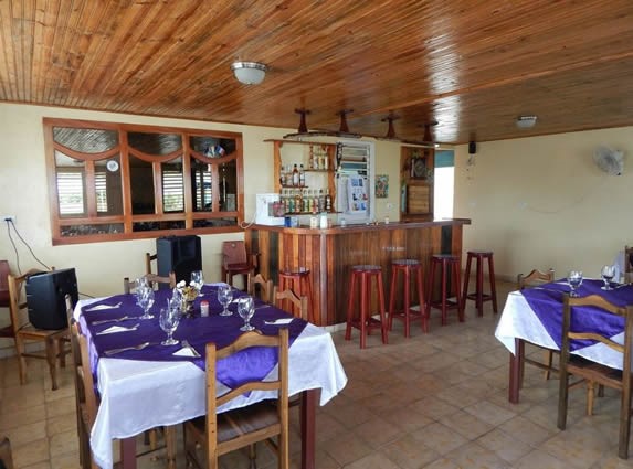 interior with wooden furniture and bar