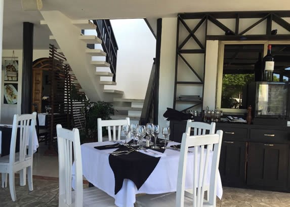 White furniture in the interior of the restaurant