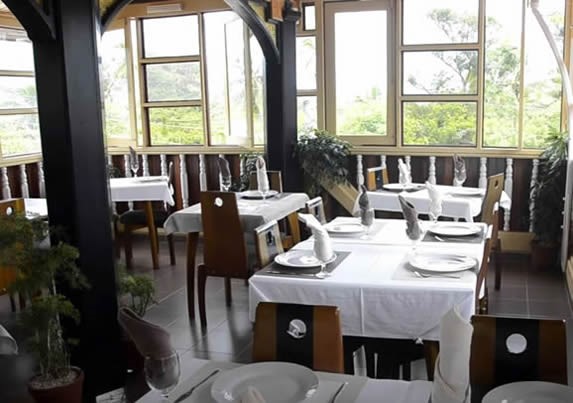 restaurant interior with wooden furniture