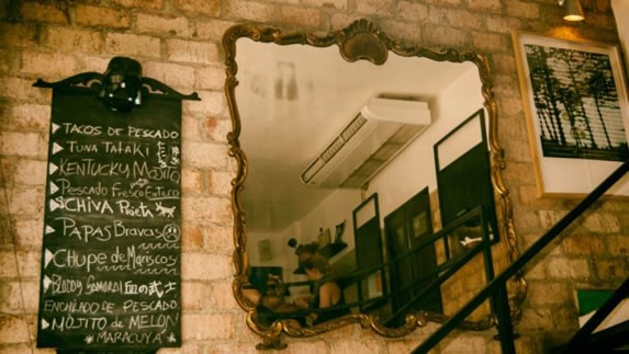 Stairs inside the restaurant