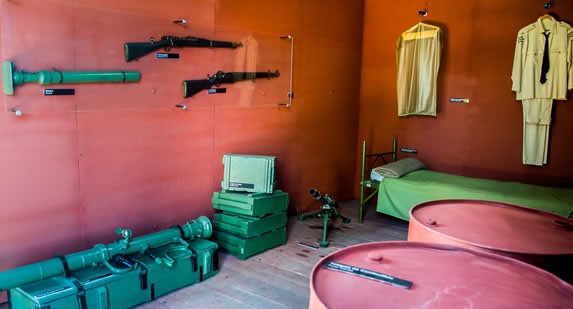 interior of a wagon with arms exhibition