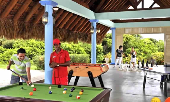 tourists playing billiards and other games