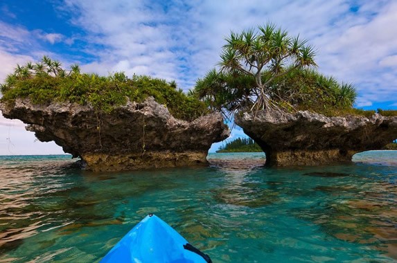 vegetated rocks in the middle of the sea