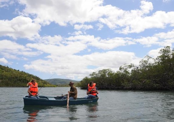 Boat ride through the park's lagoon