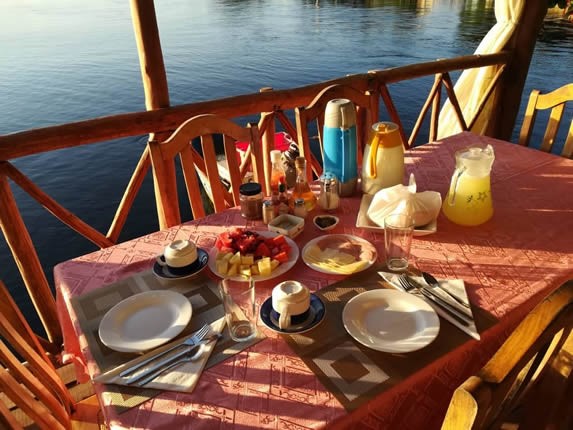 Breakfast by the bay in the restaurant