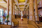 Marble columns in the hotel lobby