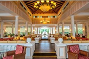 lobby with wooden ceiling and furniture