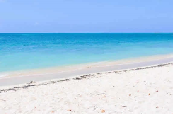blue sea with white sands