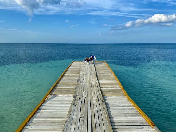 Pier in the sea of Cayo Levisa, Pinar del Rio