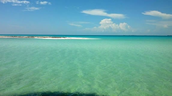 playa de aguas cristalinas y cielo azul