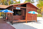 Marlin Marina's wooden office on the beach