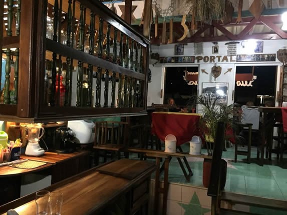 interior with wooden tables and rustic decor