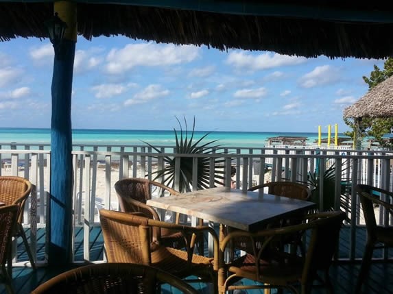 furniture under the guano roof facing the sea