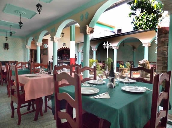 wooden furniture in the inner courtyard