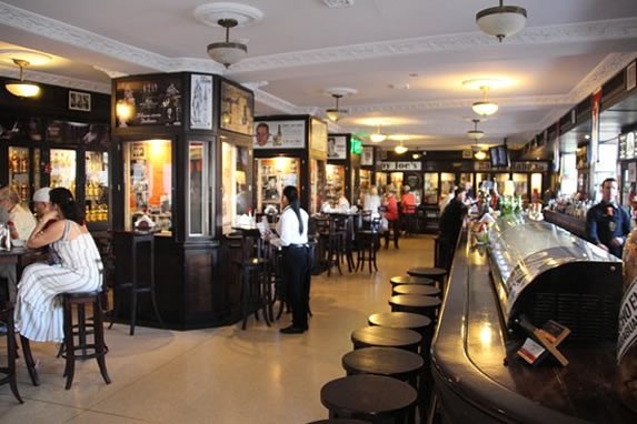 Wooden furniture in the restaurant interior