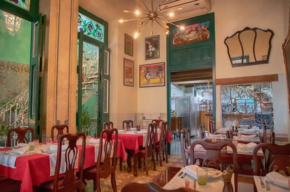 Wooden furniture in the restaurant interior