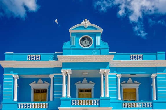 colonial building facade with balconies