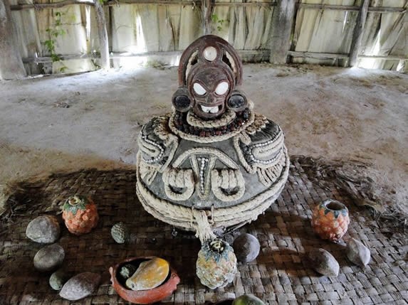 ancient religious objects with offerings