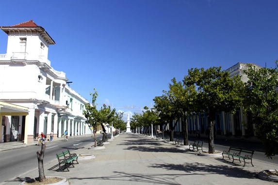 walk with benches and plants