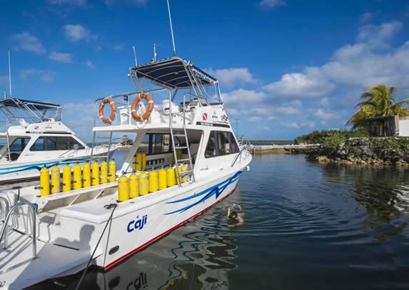 boat on the lake with gallons of oxygen